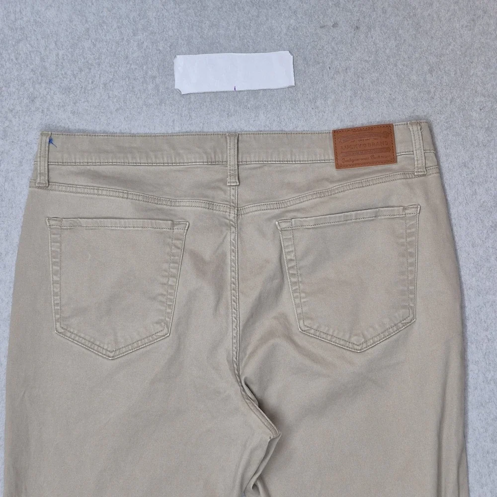 Lucky Brand Men Pants 38X30 Khaki Chino Twill 121 Slim Straight Button Zipper